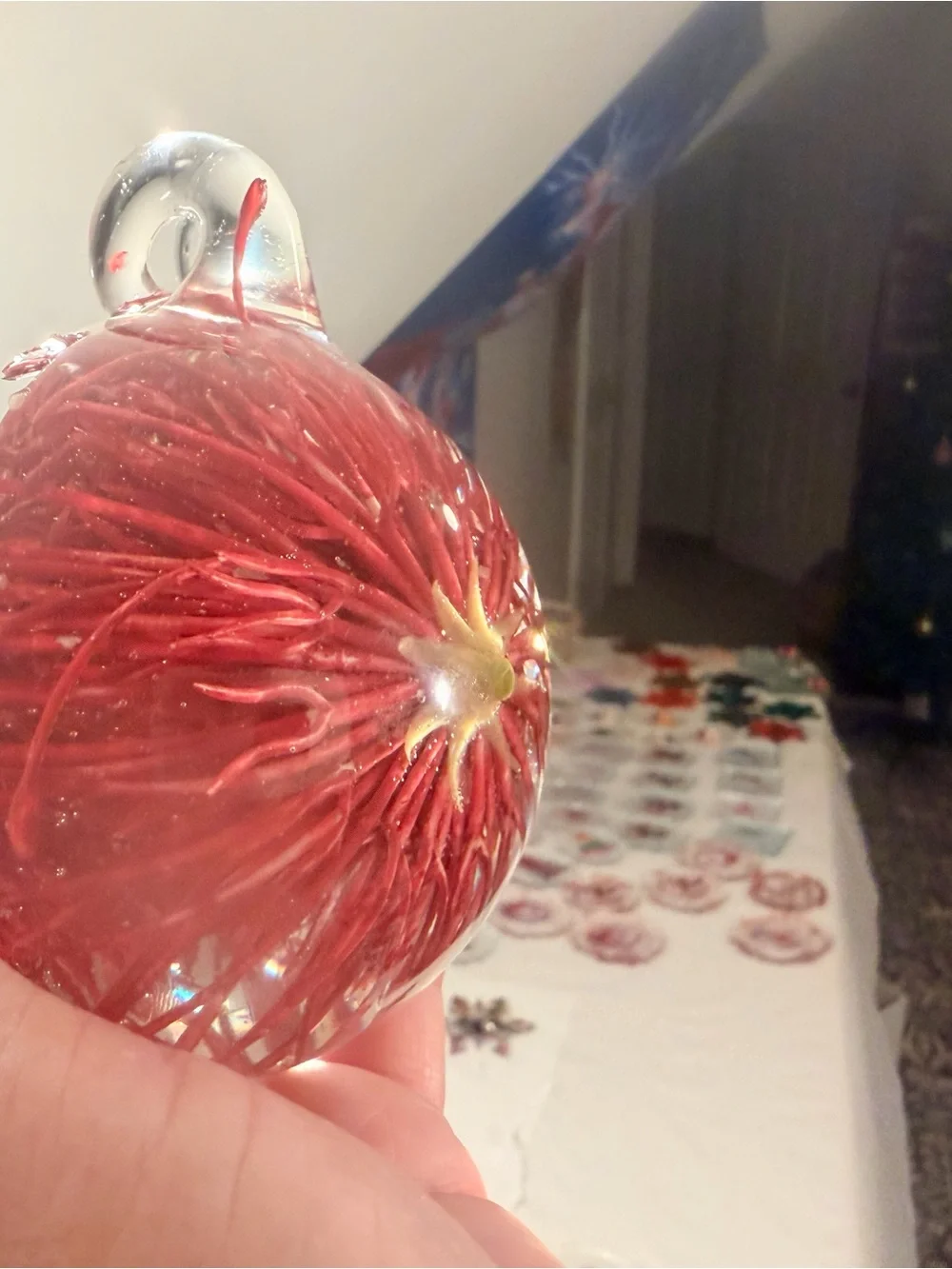 Red Handmade resin  Holiday Ornament - Unbranded